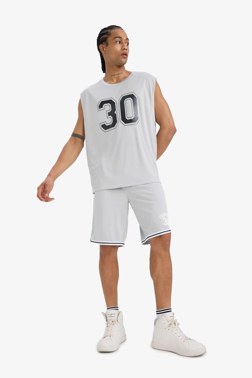 Man Light Grey DeFactoFit Fast Drying Standard Fit Sports Shorts