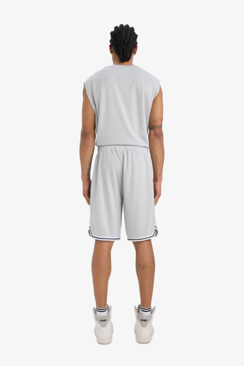 Man Light Grey DeFactoFit Fast Drying Standard Fit Sports Shorts