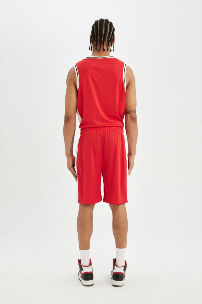 Erkek Kırmızı DeFactoFit Standart Fit Sporcu Kısa Paça Ağır Kumaş Şort
