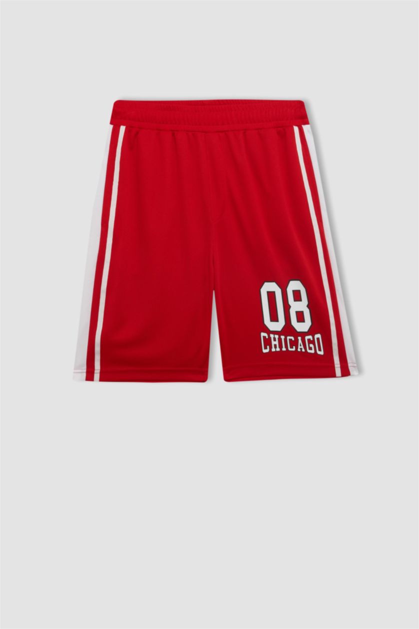 Erkek Kırmızı DeFactoFit Standart Fit Sporcu Kısa Paça Ağır Kumaş Şort