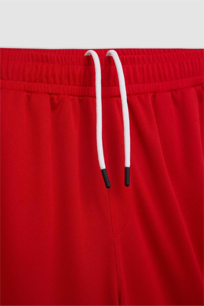 Erkek Kırmızı DeFactoFit Standart Fit Sporcu Kısa Paça Ağır Kumaş Şort