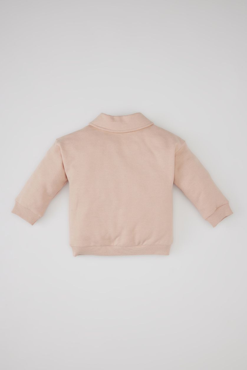 طفلة صغيرة وردي سويت شيرت بناتي قصة عادية بياقة بيبي وبطانة ناعمة