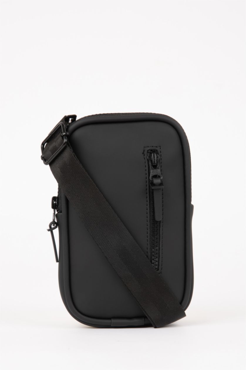 Erkek Siyah Erkek Orta Suni Deri Telefon Çantası