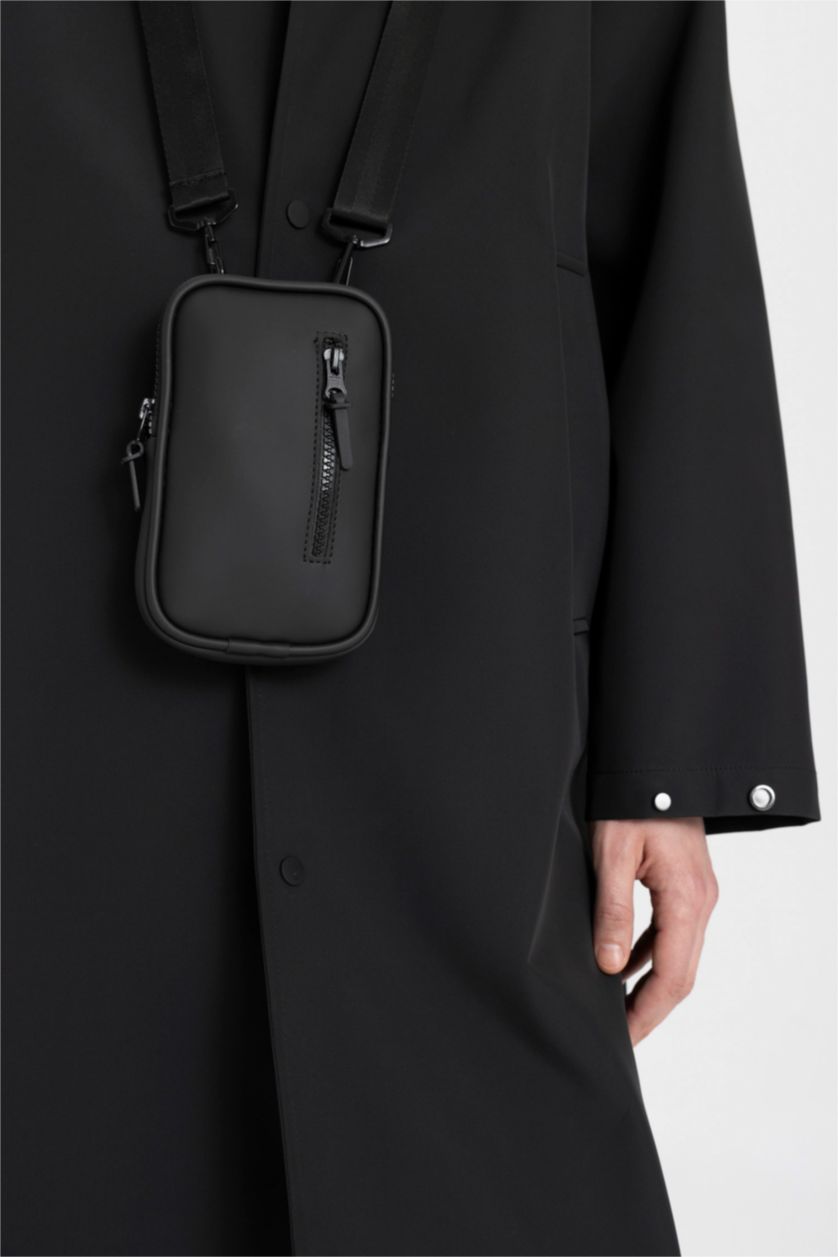 Erkek Siyah Erkek Orta Suni Deri Telefon Çantası