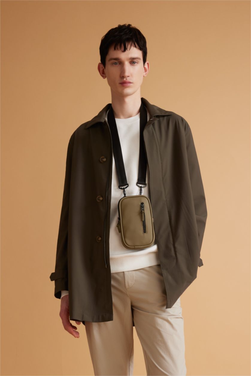 Erkek Haki Erkek Orta Suni Deri Telefon Çantası