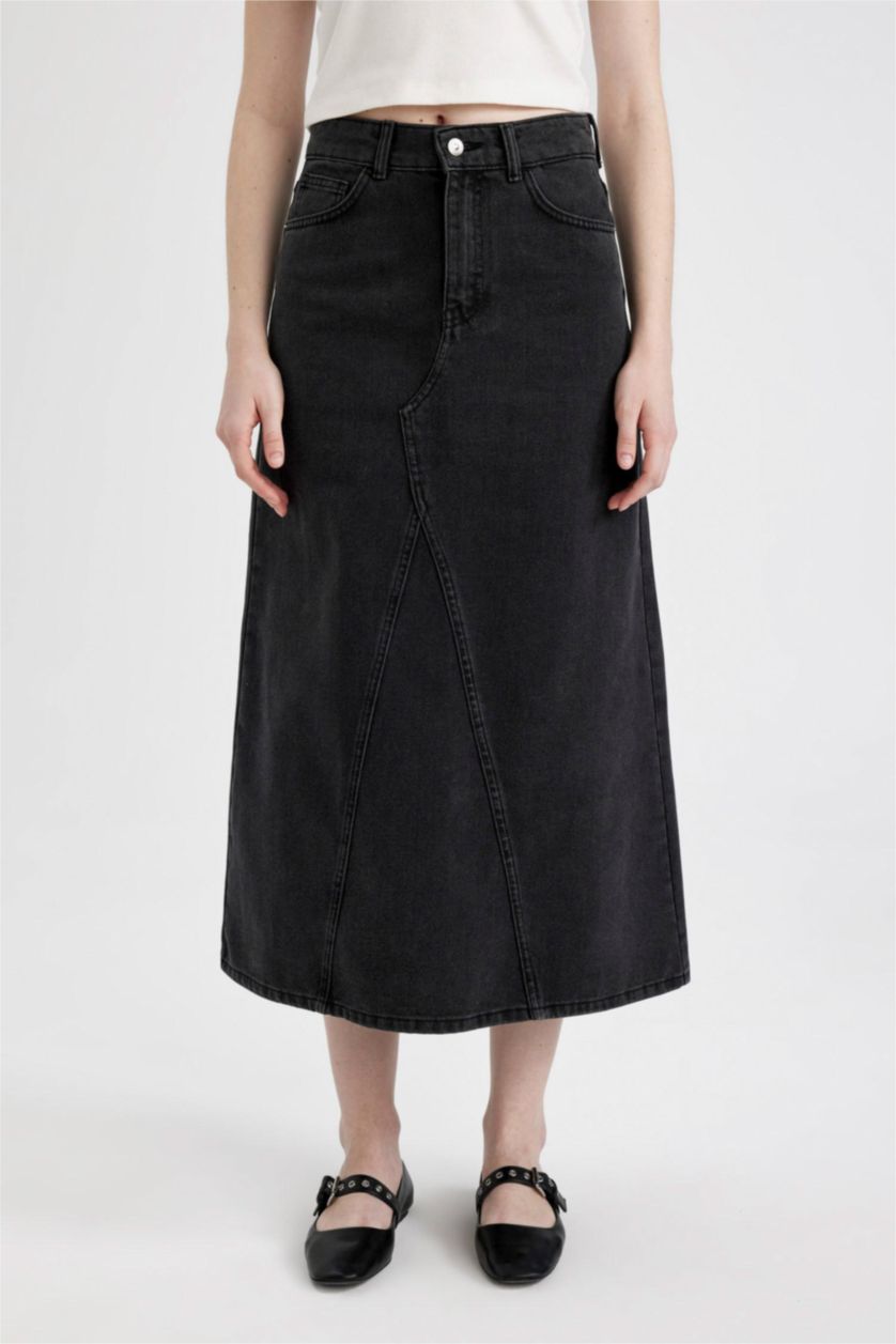 FEMME Noir Jupe Jean Longue pour Fille