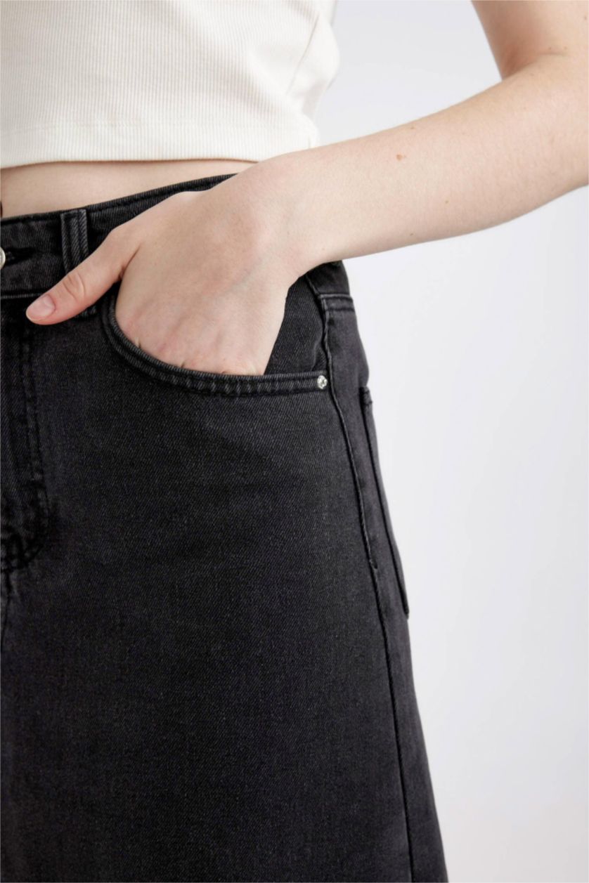 FEMME Noir Jupe Jean Longue pour Fille