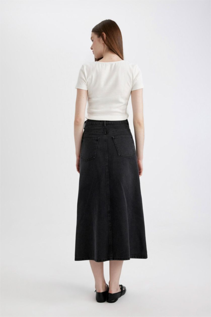 FEMME Noir Jupe Jean Longue pour Fille