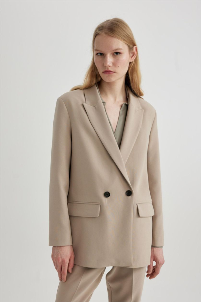 Kadın Bej Oversıze Blazer Ceket