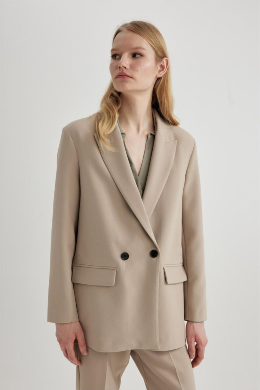 Kadın Bej Oversıze Blazer Ceket