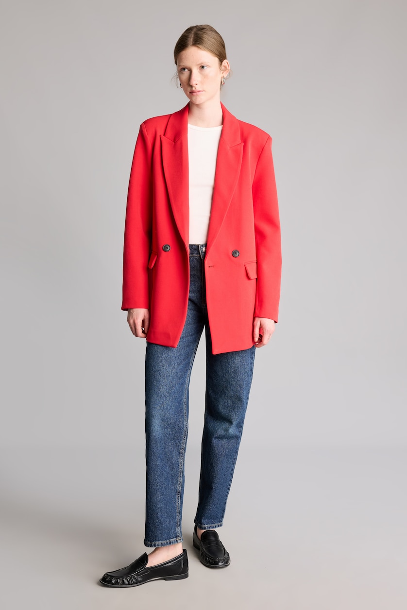 Kadın Kırmızı Oversıze Blazer Ceket