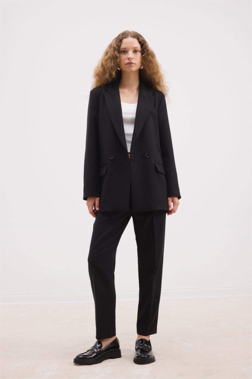 FEMME Noir Taille haute Coupe carotte