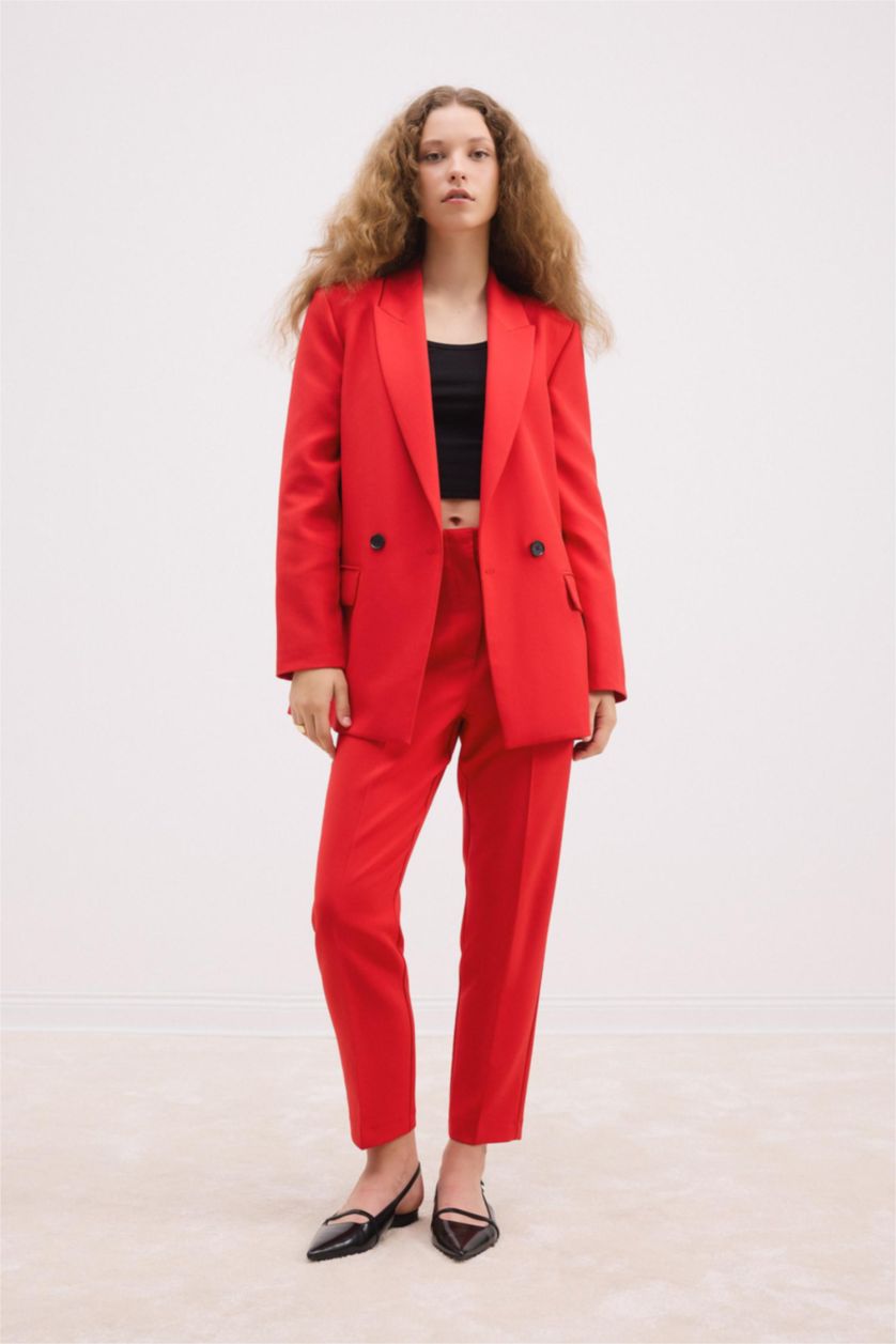 WOMAN Red Carrot Fit High Waist Skinny Leg Crop Trousers
