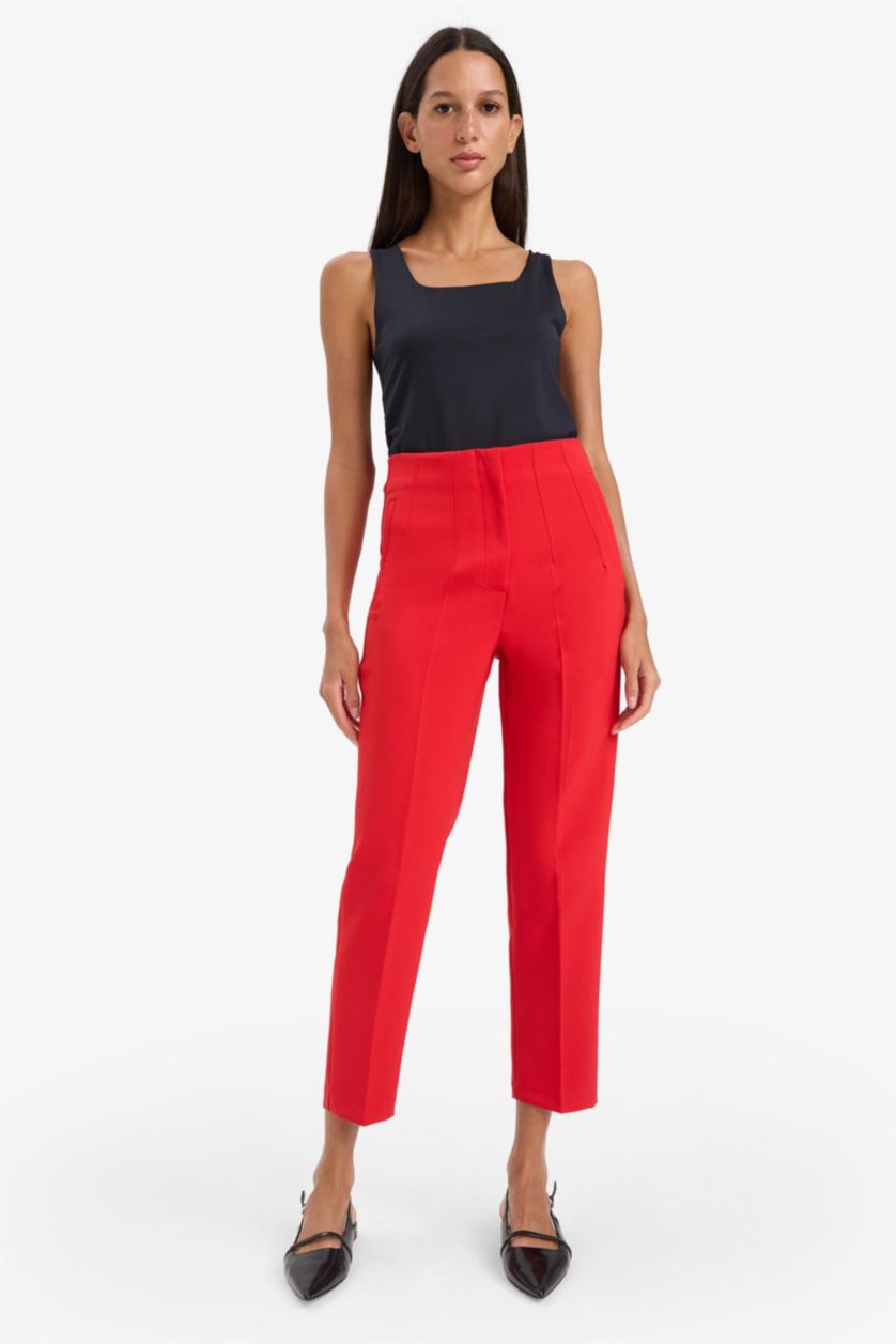 WOMAN Red Carrot Fit High Waist Skinny Leg Crop Trousers
