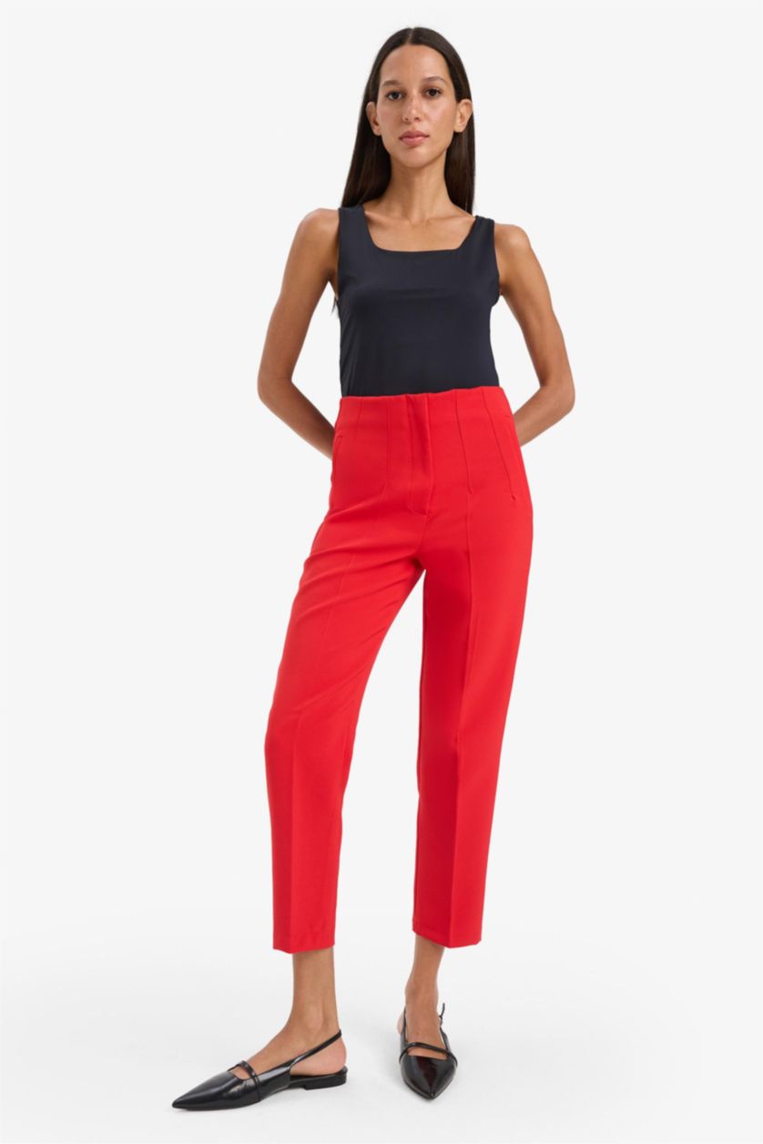 WOMAN Red Carrot Fit High Waist Skinny Leg Crop Trousers