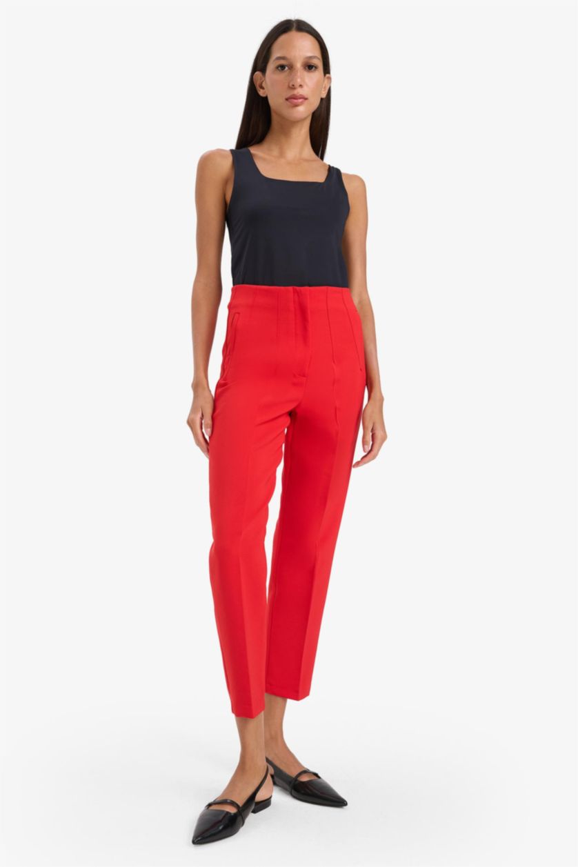 WOMAN Red Carrot Fit High Waist Skinny Leg Crop Trousers