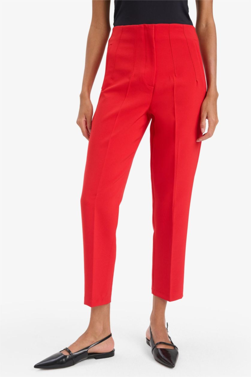 WOMAN Red Carrot Fit High Waist Skinny Leg Crop Trousers
