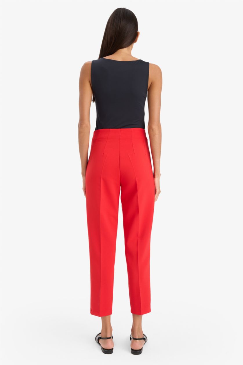 WOMAN Red Carrot Fit High Waist Skinny Leg Crop Trousers