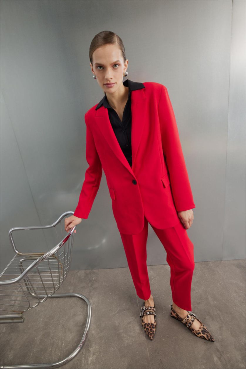 WOMAN Red Carrot Fit High Waist Skinny Leg Crop Trousers