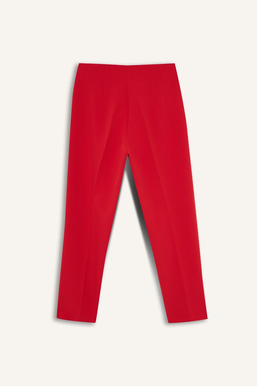 حريمي أحمر بنطلون كروب كاروت فيت برجل ضيقة وخصر عالي