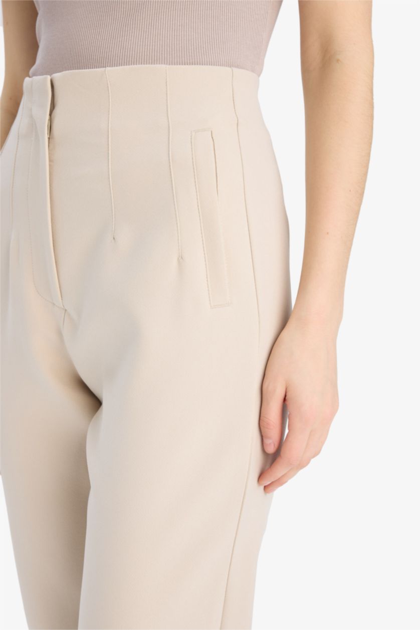 Woman Stone Carrot Fit Super Skinny Hem Zipper Trousers