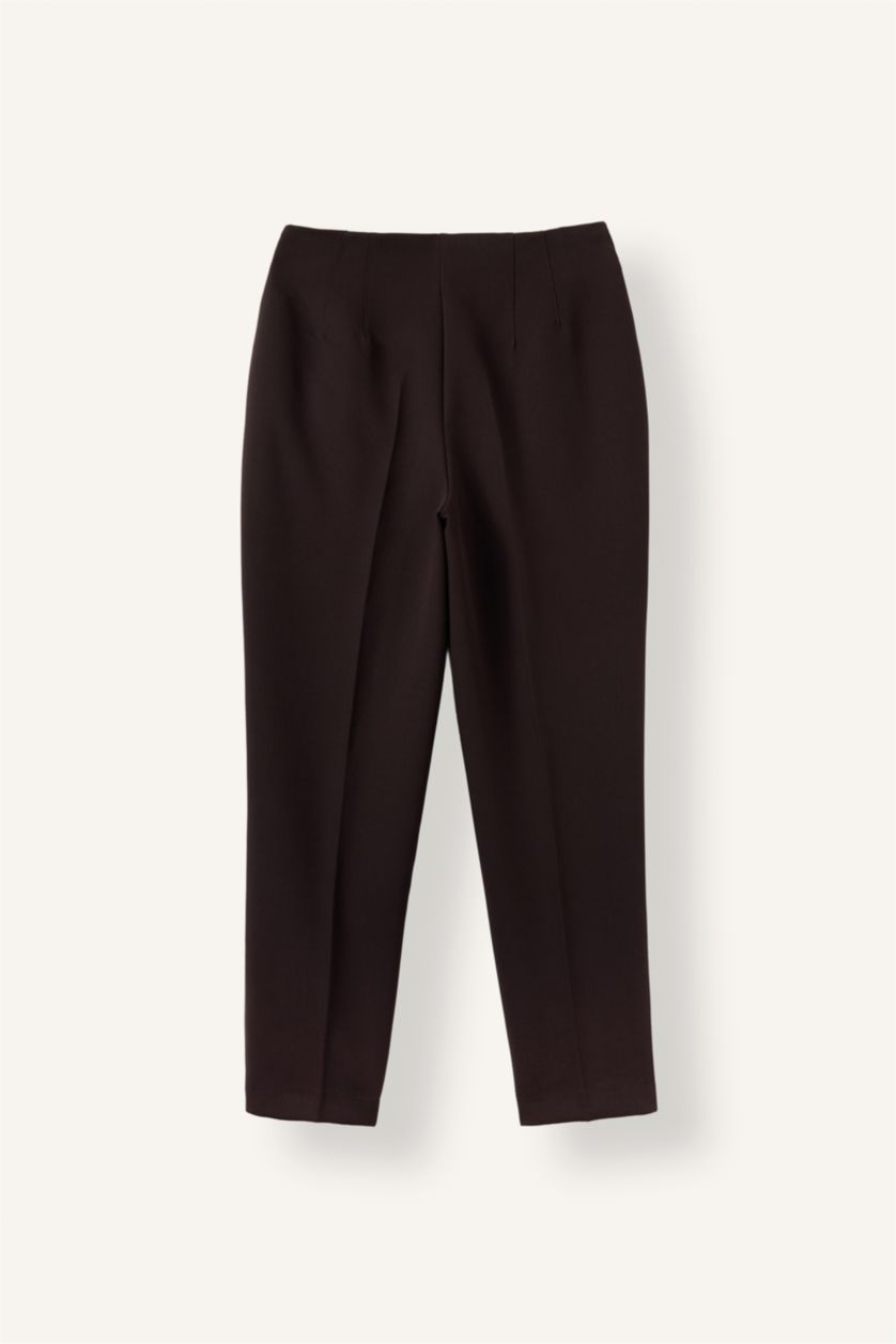 Women Brown High Waist Carrot Fit Trousers