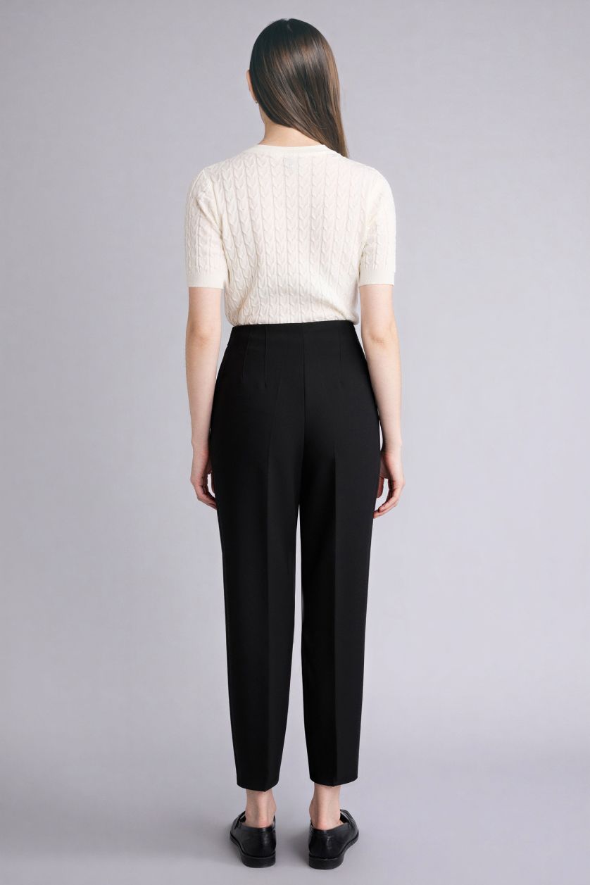 Woman Black Carrot Fit Super Skinny Hem Zipper Trousers