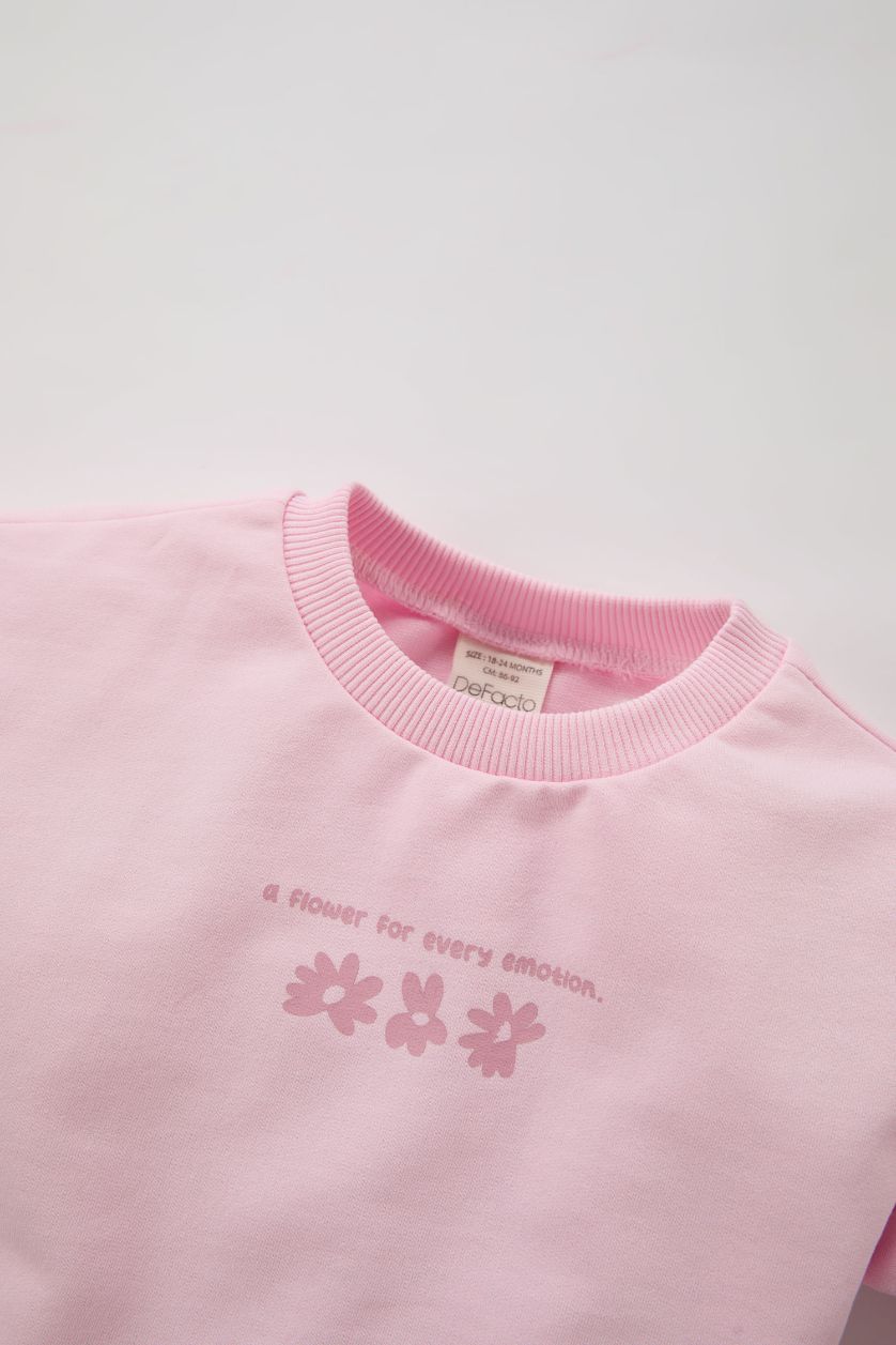 BABY GIRL Pink Baby Girl Floral Printed Sweatshirt Sweatpants 2 Piece Set