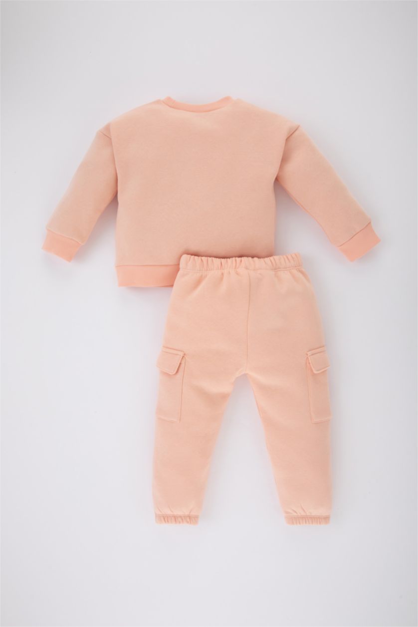 BABY GIRL Salmon 2 piece Regular Fit Crew Neck Slogan Set