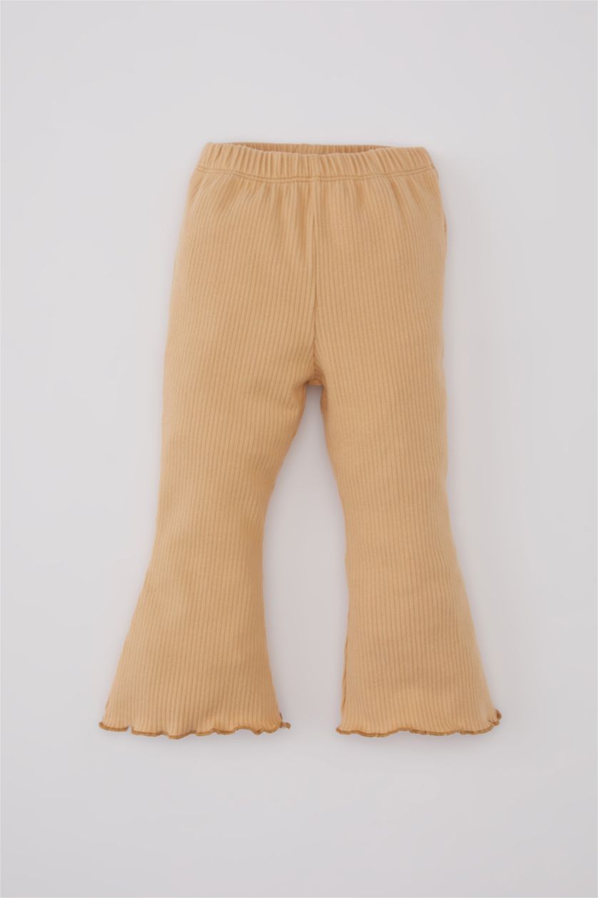 BABY GIRL Beige Baby Girl Floral Ribbed Camisole T-Shirt Leggings 2 Piece Set