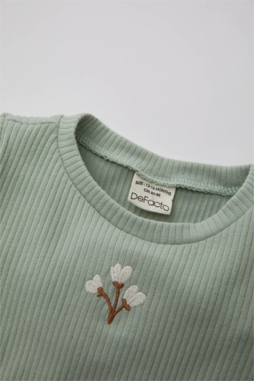 BÉBÉ FILLE Bleu Ensemble T-Shirt Manches Longues à Col Montant Et Legging à Fleurs Pour Bébé Fille