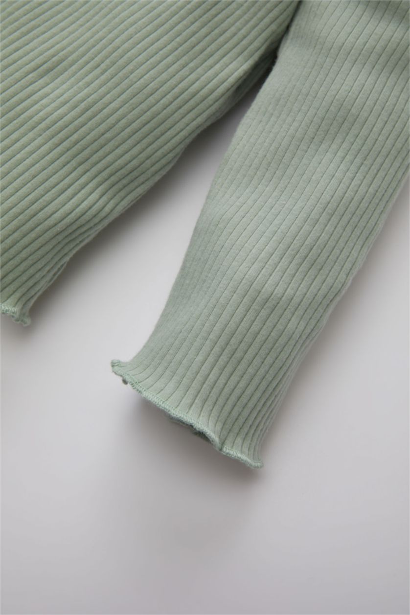 BÉBÉ FILLE Bleu Ensemble T-Shirt Manches Longues à Col Montant Et Legging à Fleurs Pour Bébé Fille