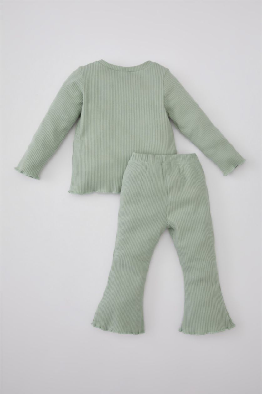 BÉBÉ FILLE Bleu Ensemble T-Shirt Manches Longues à Col Montant Et Legging à Fleurs Pour Bébé Fille