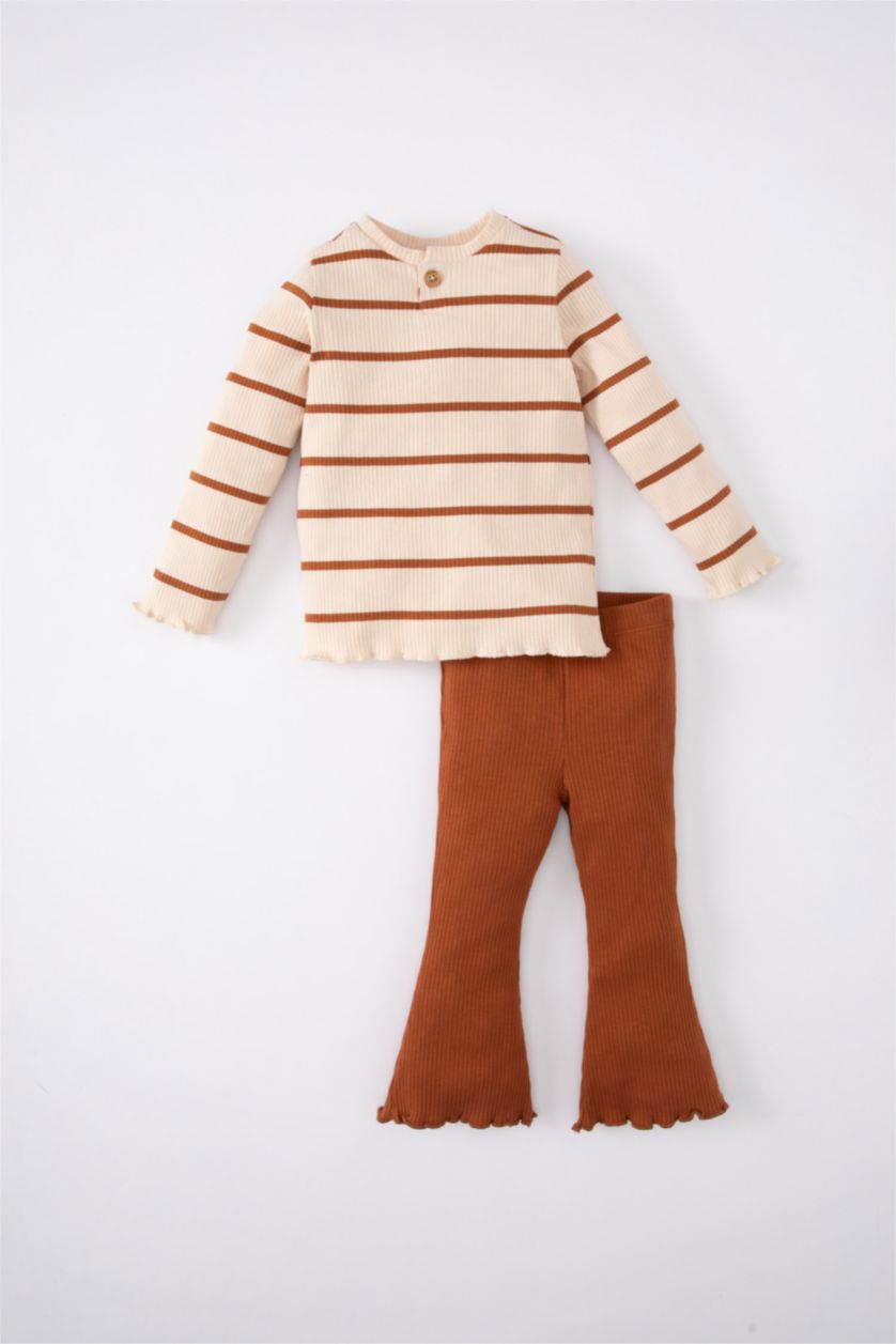 BABY GIRL Sand طقم مضلع قصة عادية