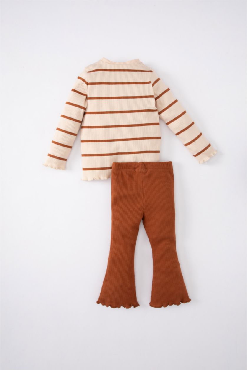BABY GIRL Sand طقم مضلع قصة عادية