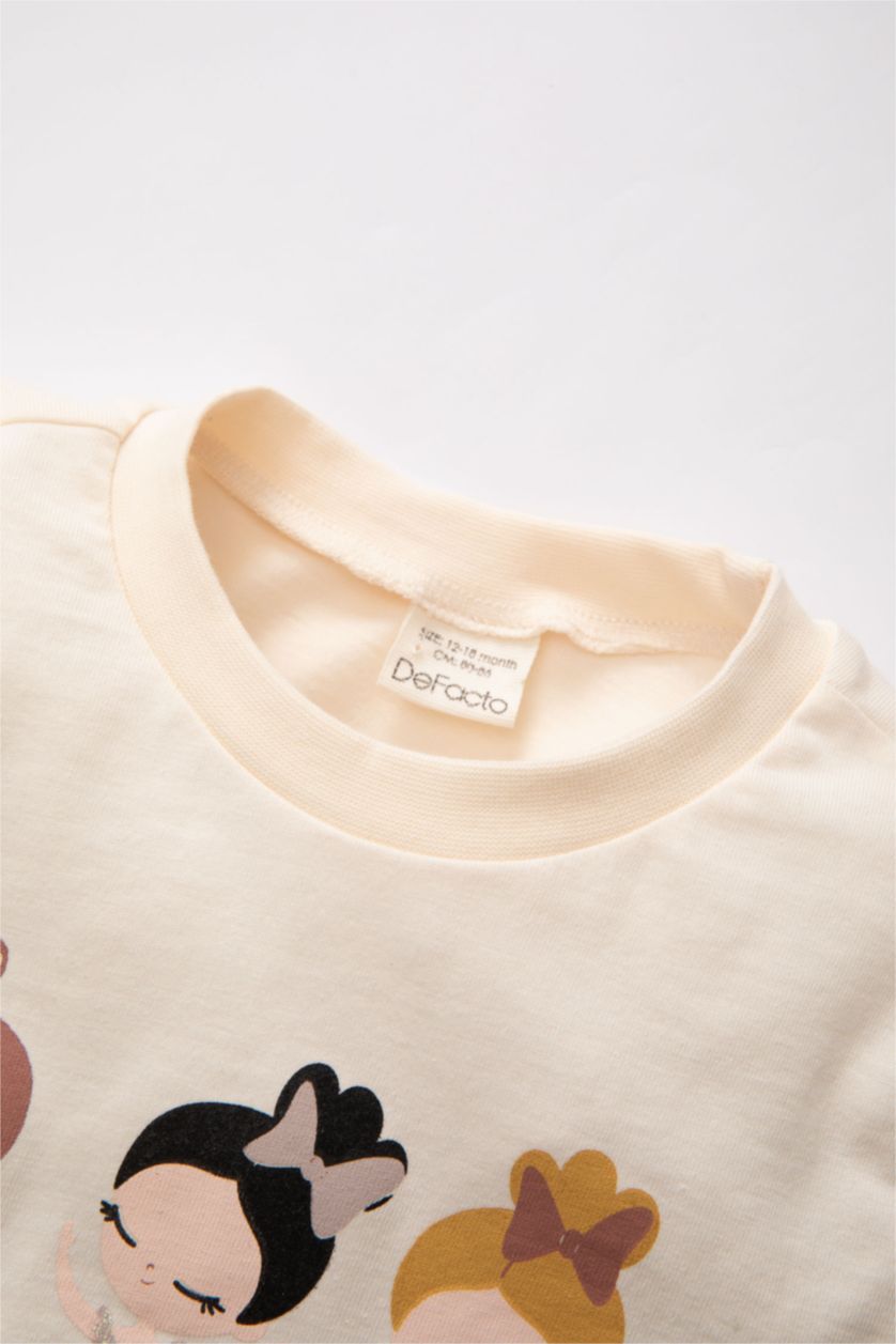 BABY GIRL Light Pink Baby Girl Ballerina Printed Cotton T-Shirt Leggings 2 Piece Set