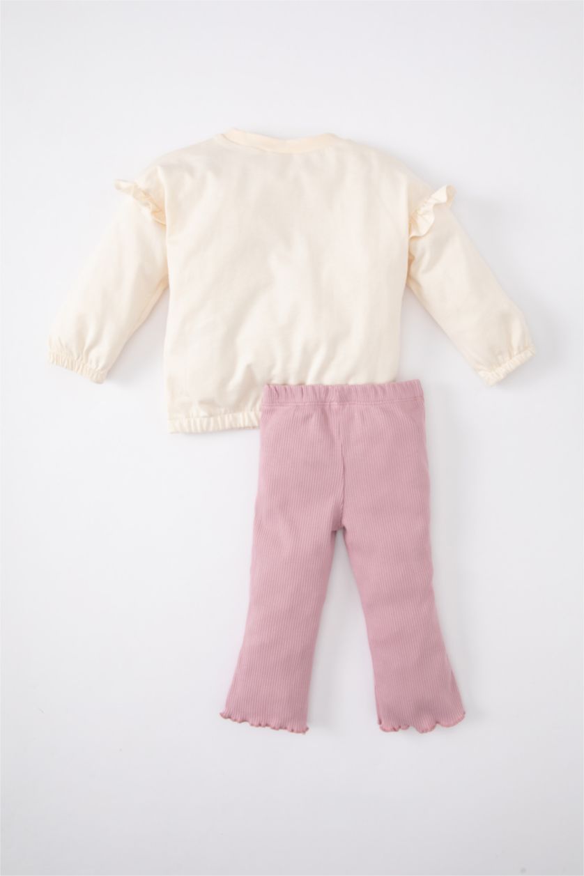 BABY GIRL Light Pink Baby Girl Ballerina Printed Cotton T-Shirt Leggings 2 Piece Set