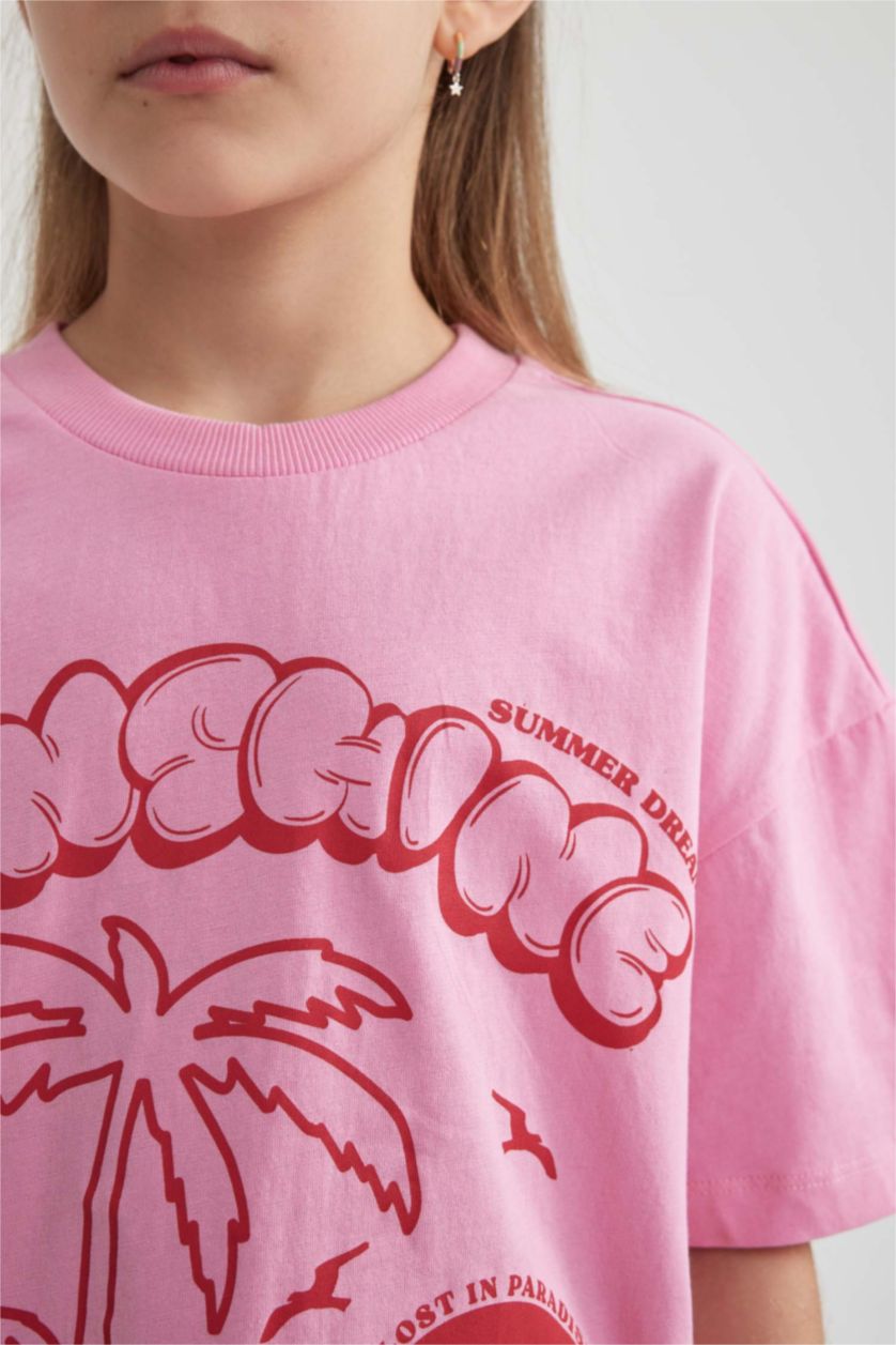 GIRLS & TEENS Pink Girl Oversize Fit Short Sleeve T-Shirt