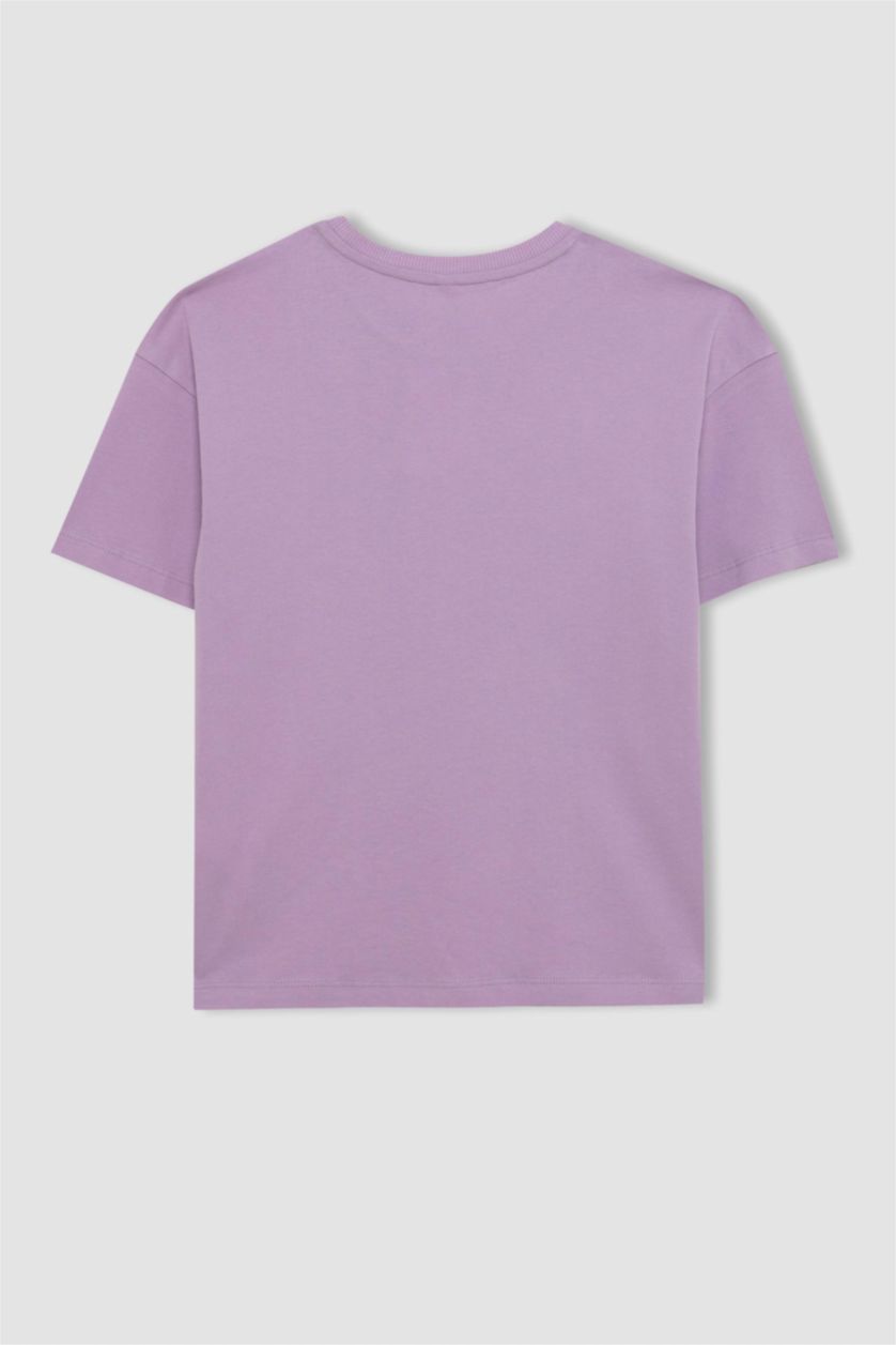 FILLES Violet T-shirt imprimé à manches courtes Coupe décontractée pour fille
