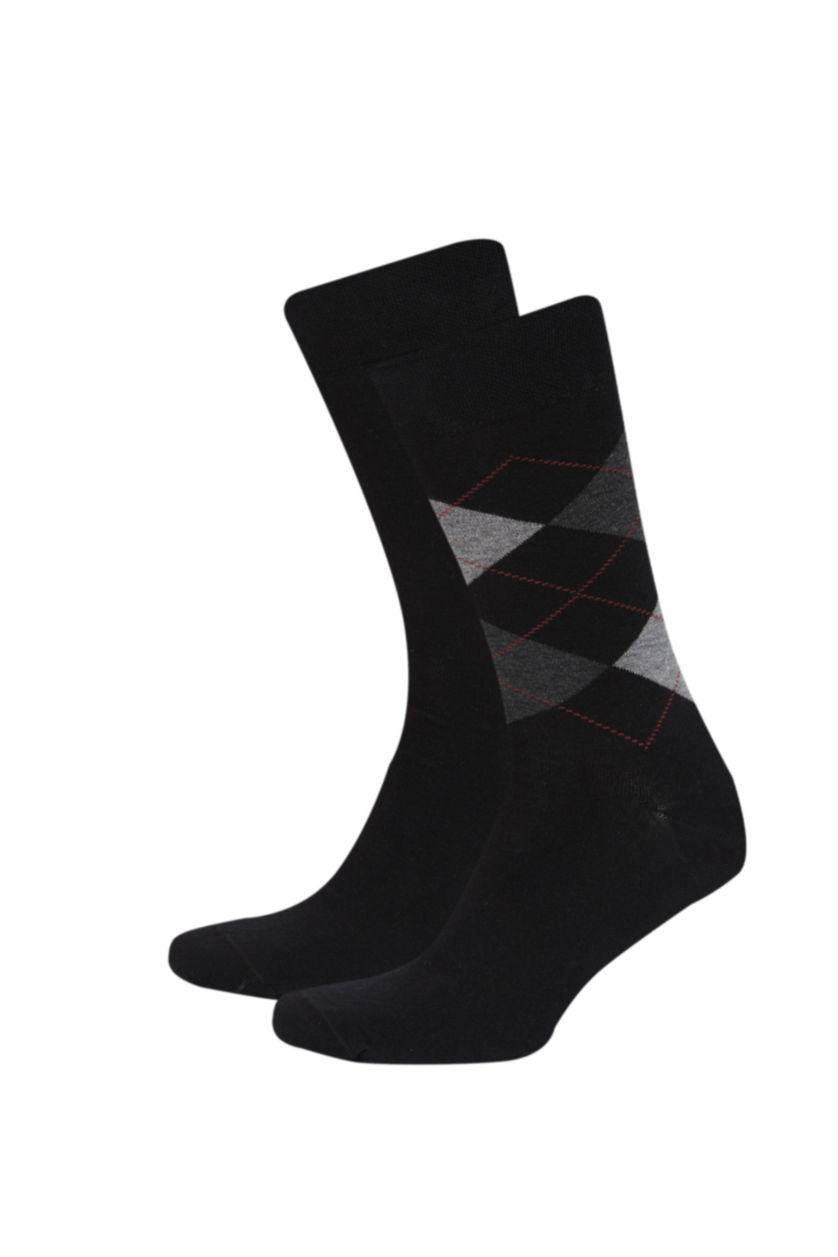 HOMME Noir Lot de 2 paires de chaussettes longues en coton pour homme