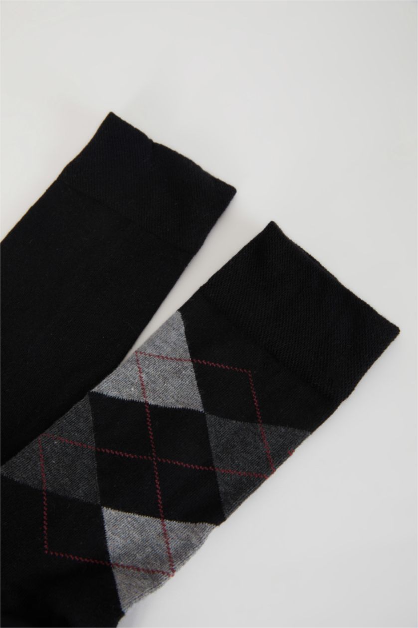 HOMME Noir Lot de 2 paires de chaussettes longues en coton pour homme