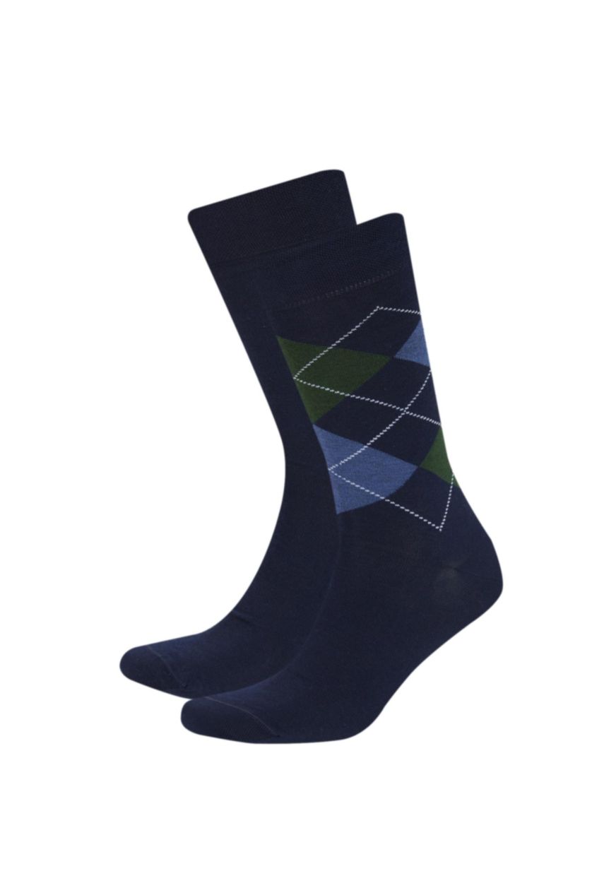 Erkek Lacivert 2'li Pamuklu Uzun Çorap