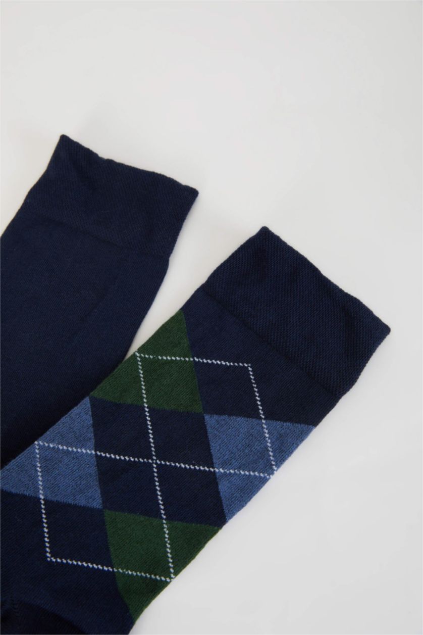 Erkek Lacivert 2'li Pamuklu Uzun Çorap