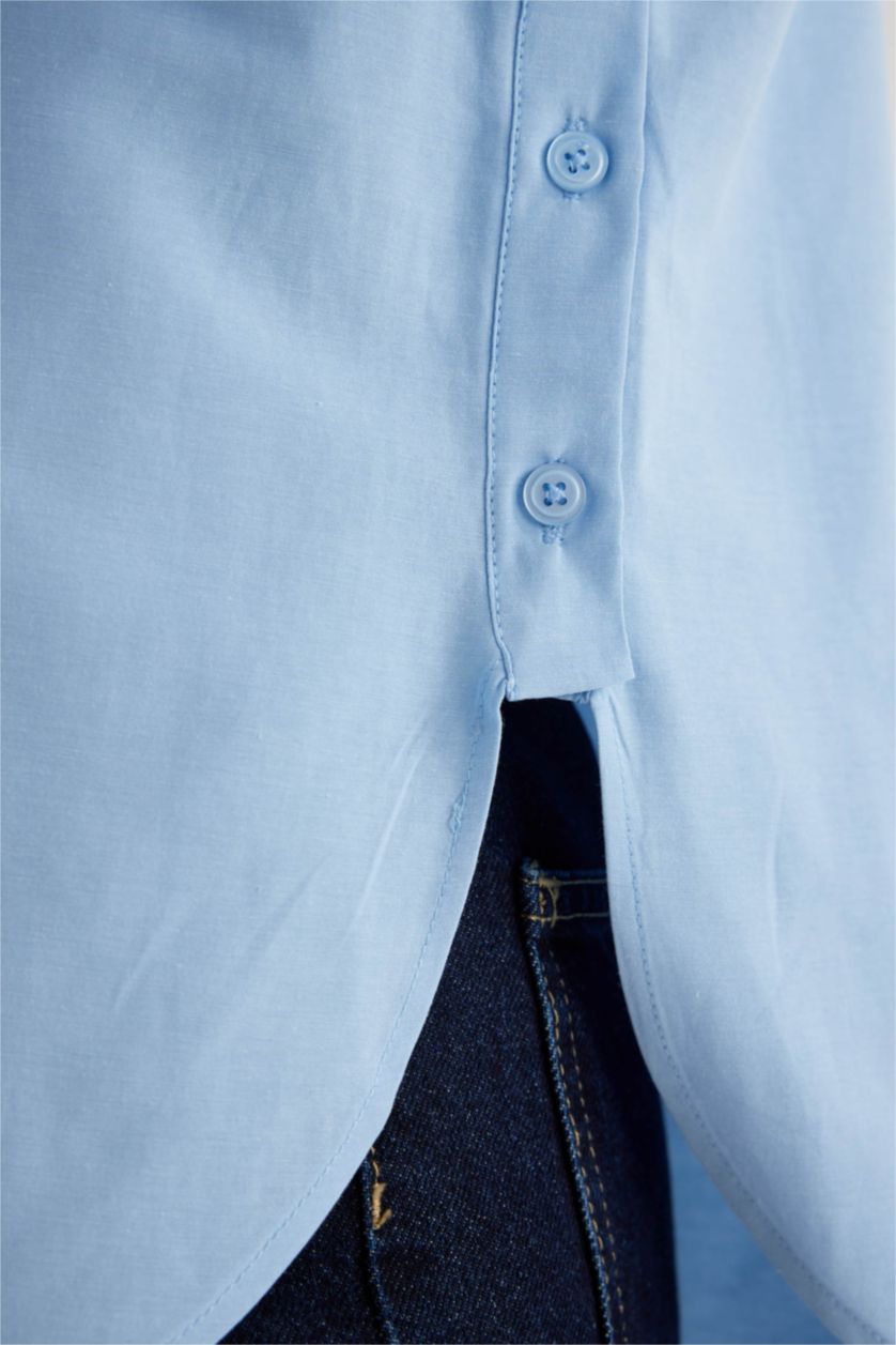 WOMAN Blue Relax Fit Poplin Long Sleeve Shirt Tunic