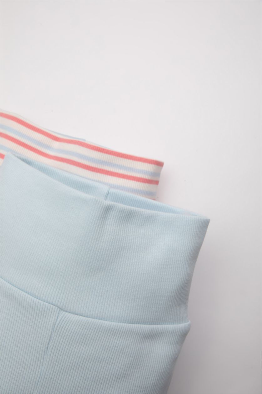 Kız Bebek Ekru Çizgili Fitilli Kaşkorse 2'li Şort Kız Bebek