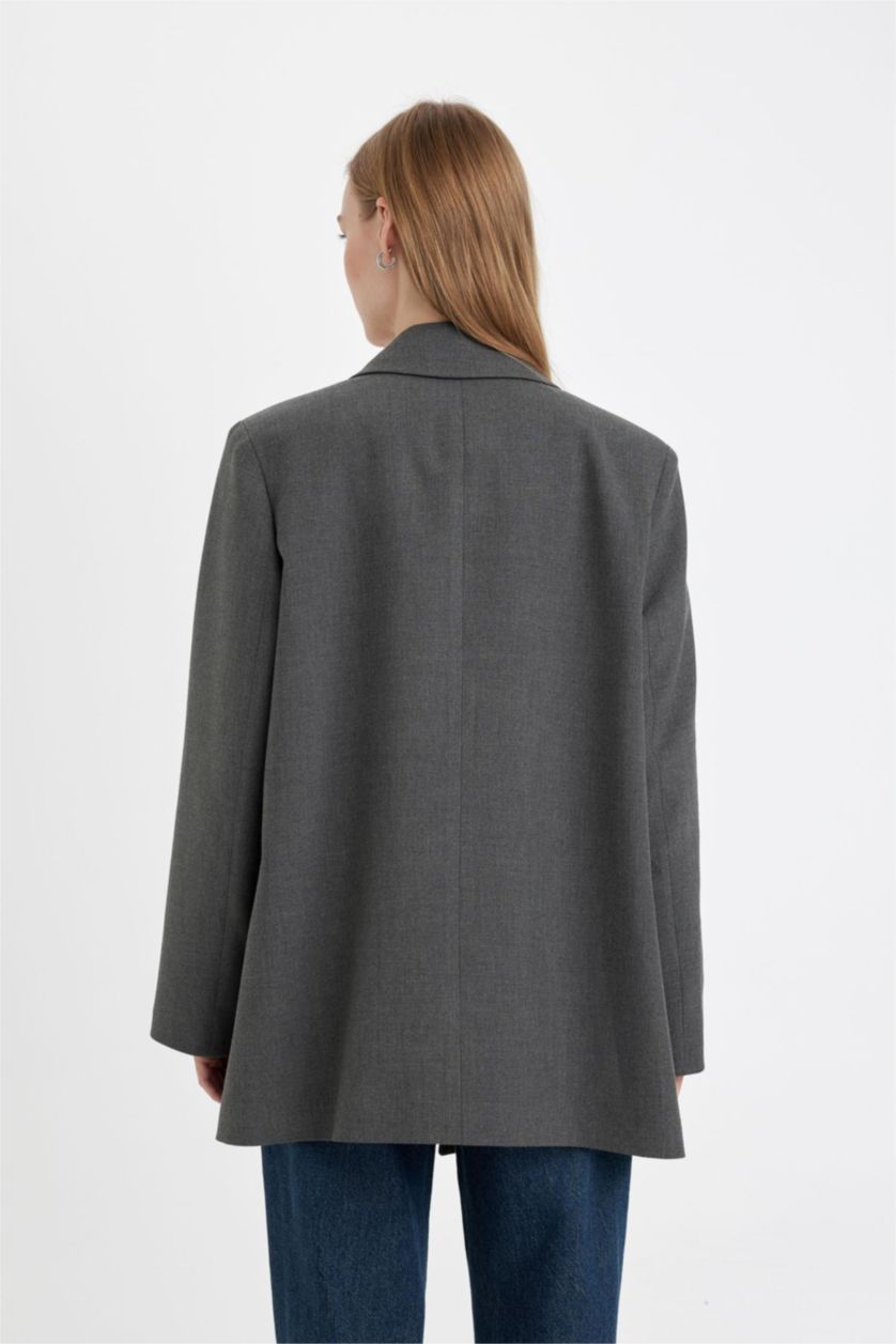 Kadın Antrasit Melanj Oversıze Blazer Ceket