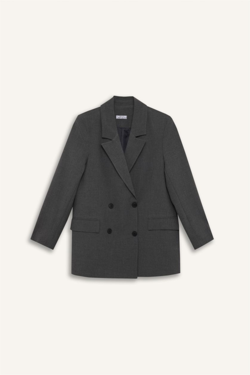 Kadın Antrasit Melanj Oversıze Blazer Ceket