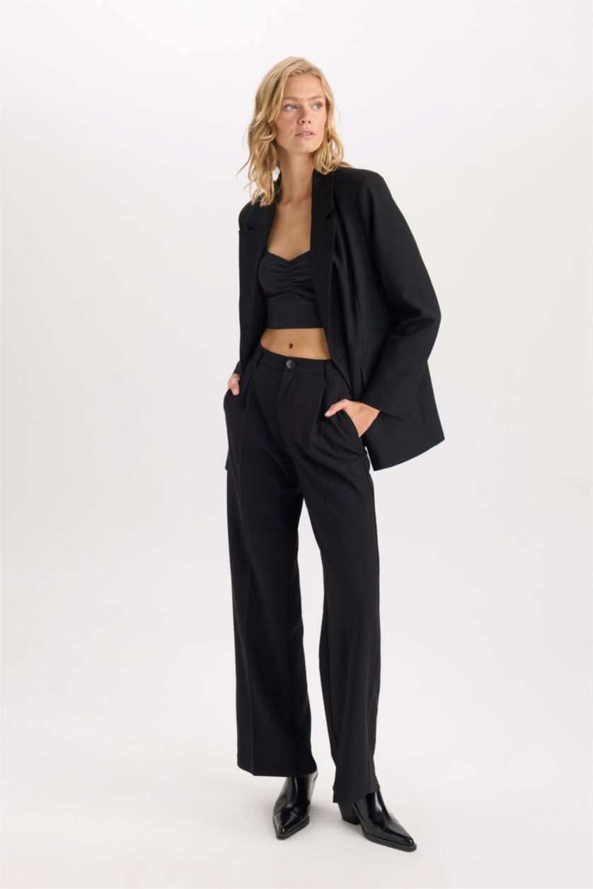 FEMME Noir Blazer Oversize à manches longues Col blazer