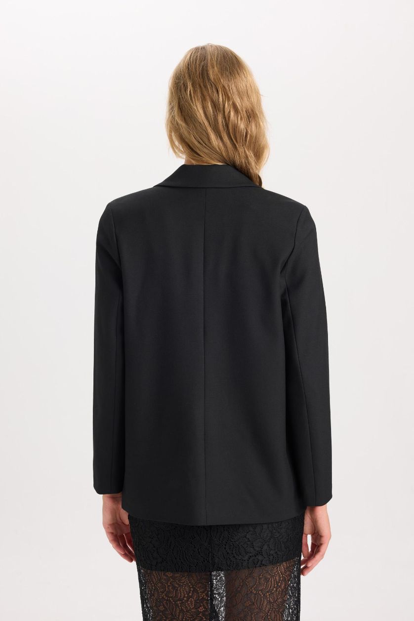 FEMME Noir Blazer Oversize à manches longues Col blazer