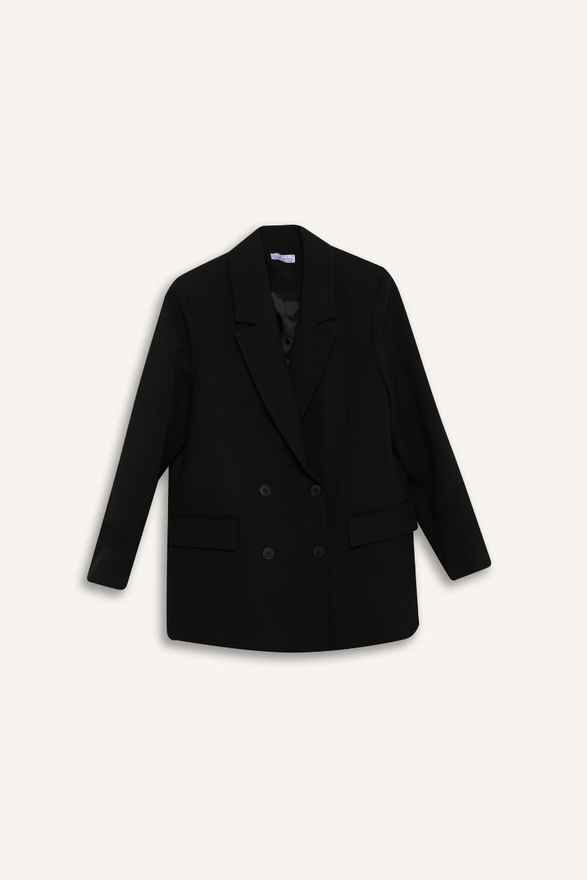 FEMME Noir Blazer Oversize à manches longues Col blazer